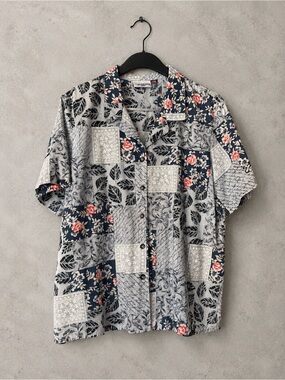 Men’s Paradise Bay Made in USA Patchwork Floral Camp Shirt XL